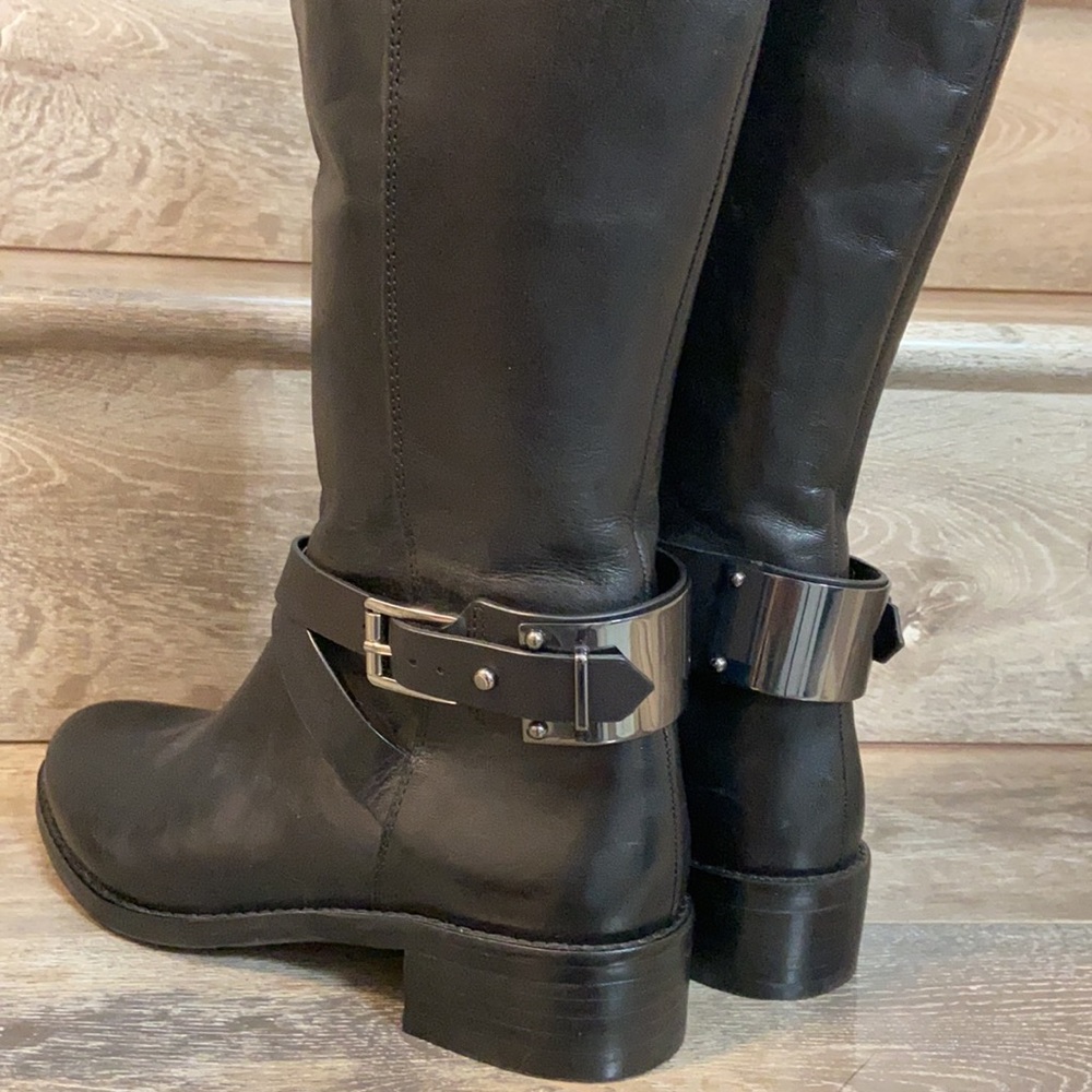 Vince Camuto Black Leather Knee High Boots Size 7 - Picture 3 of 10